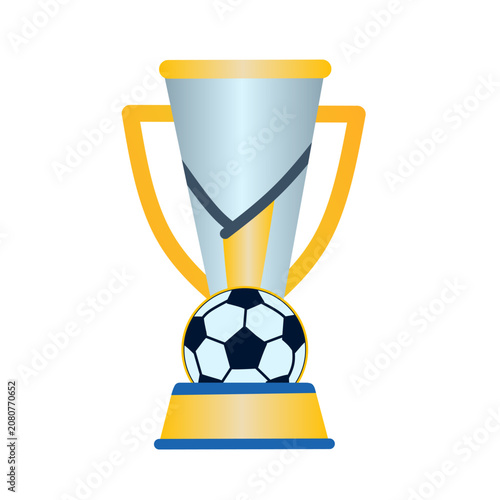 Championship Trophy with Football Base in Flat Vector Style for Sports Awards