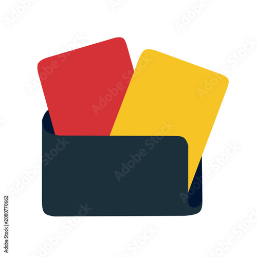 Referee Cards with Red and Yellow Design in Flat Vector Style for Football Officiating
