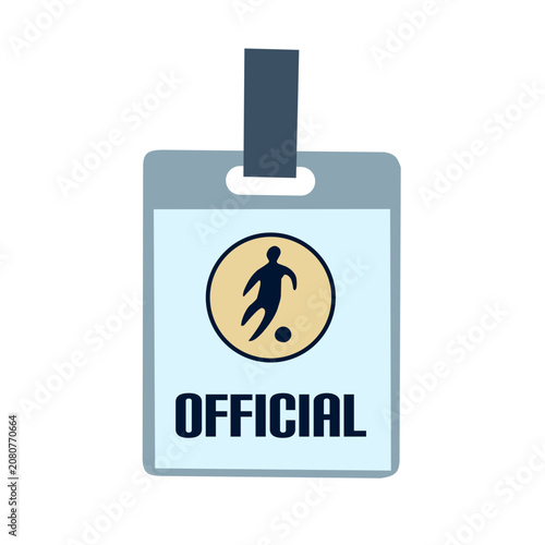 Official Accreditation Badge with Football Icon in Flat Vector Style for Event Staff