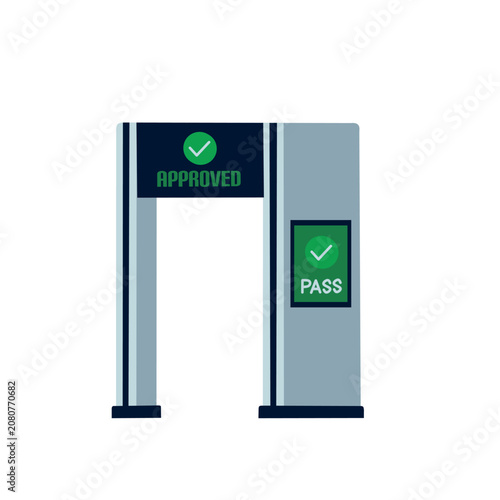 Stadium Security Gate with Approval Display in Flat Vector Style for Event Access