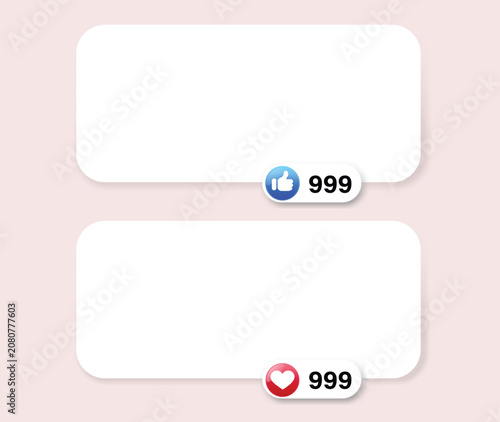 Text area with likes Social Media Reaction Like and Heart Mockups