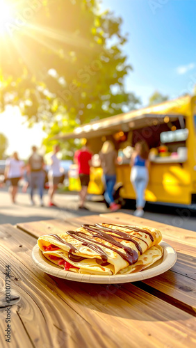 Crêpe mit Schokoladensoße auf Foodtruck-Markt