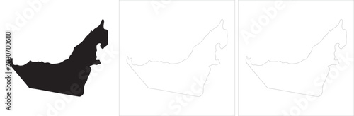 Tableau sur toile United arab emirates map vector outline silhouette with a solid shape and an abstract checkerboard pattern