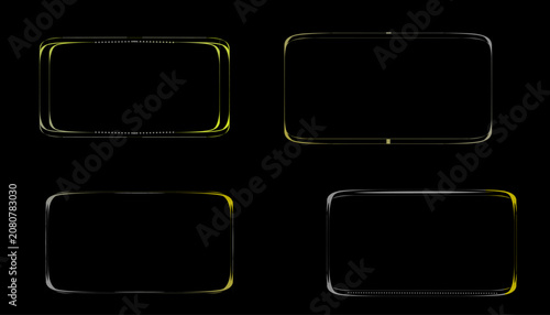A luxurious and elegant collection of minimalist gold neon rectangular frames.