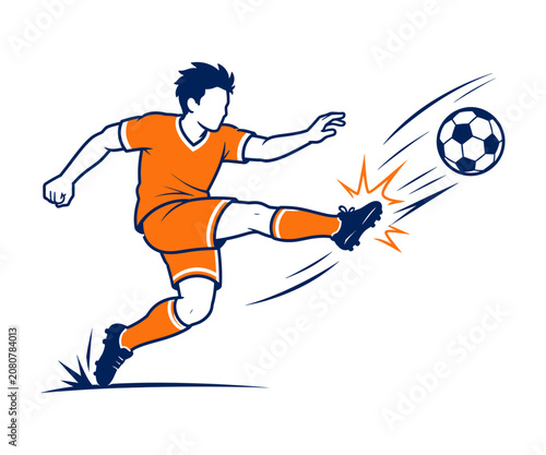 Soccer Player Forward Kick Motion Vector Illustration