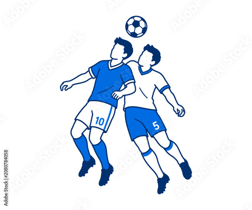 Soccer Players Challenging Ball Vector Illustration