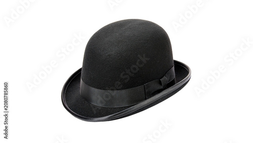 Photos Classic vintage black felt bowler hat gentleman fashion accessory isolated on tr