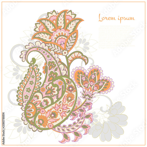Paisley vector isolated pattern. Damask style Vintage illustration