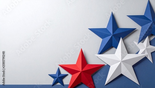 Patriotic Paper Stars with Copy Space