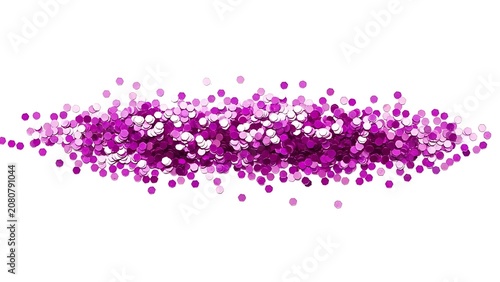 Elegant purple glitter border isolated on white background. Luxury sparkling particles create a stylish decorative element for invitations, greeting cards, wedding stationery, banners
