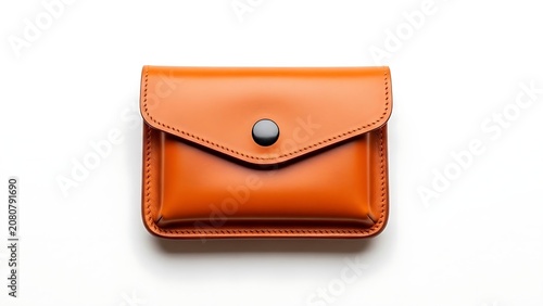 Minimalist Small Orange Leather Clutch Wallet Purse