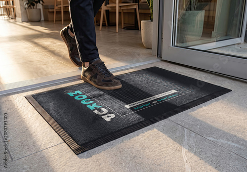 Doormat with Client Feet Stepping Design Mockup