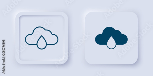 Fotografie Filled and outline Cloud with rain icon isolated on grey background