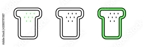 Fotografi Set line Bread toast for sandwich piece of roasted crouton icon isolated on white background