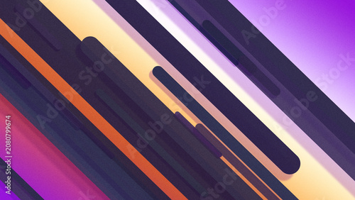Schilderij op canvas Abstract geometric striped background with purple, orange, and magenta gradients, designed as a modern backdrop for banners, presentations, or web design with copy space