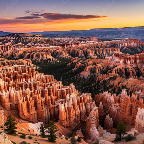 A breathtaking aerial view of a rugged, orange-hued canyon landscape at sunset