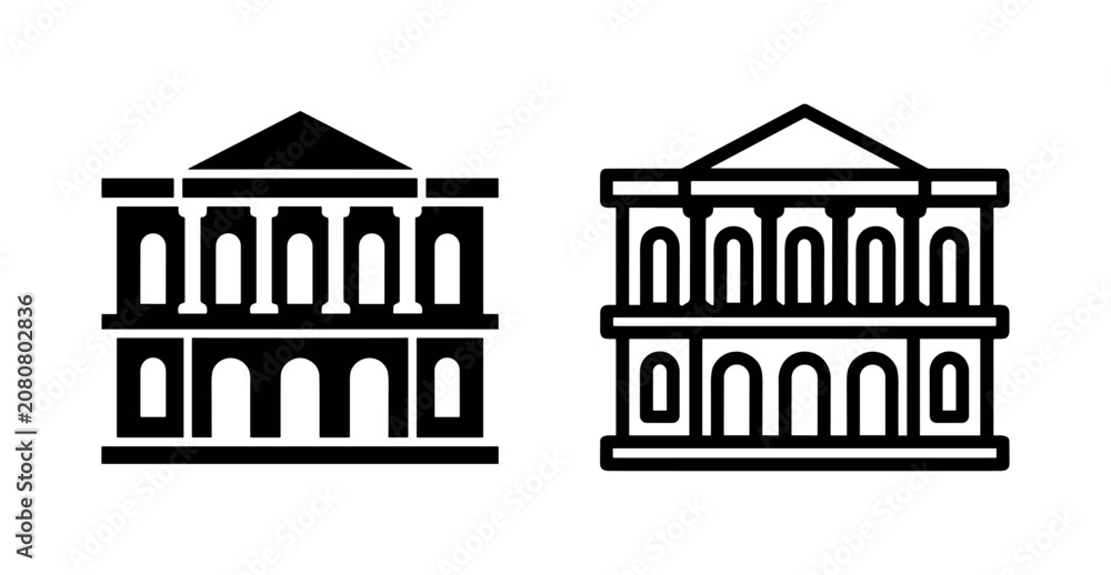 Fototapeta premium Classic Museum Building or Bank Icon Set