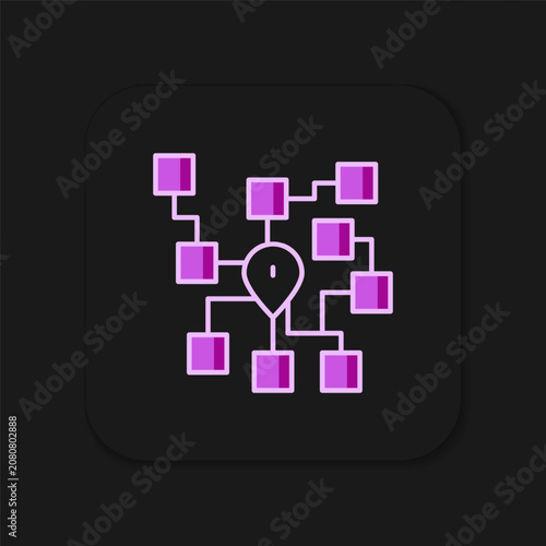 Filled outline Neural network icon isolated on black background. Artificial intelligence AI. Flat filled outline style with shadow. Vector
