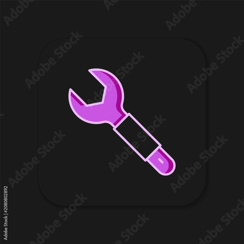 Filled outline Wrench spanner icon isolated on black background. Spanner repair tool. Service tool symbol. Flat filled outline style with shadow. Vector
