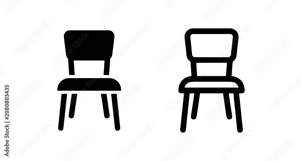 Fototapeta premium Chair Icon Set - Furniture, Seating, and Home Interior Design Element