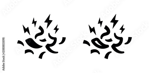 Fotografie Abstract Energy Burst with Lightning Bolts Icon - Impact Shock Wave Symbol