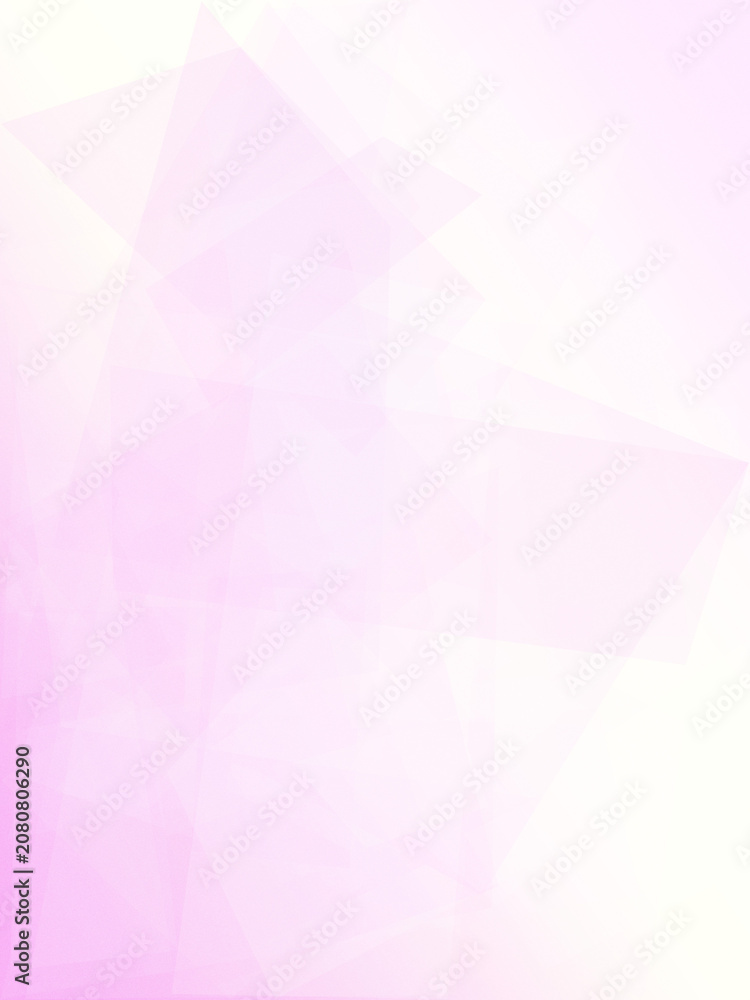 Obraz premium A soft abstract geometric background in pink and white, featuring translucent shapes and gentle gradients for calm, modern design layouts with copy space.