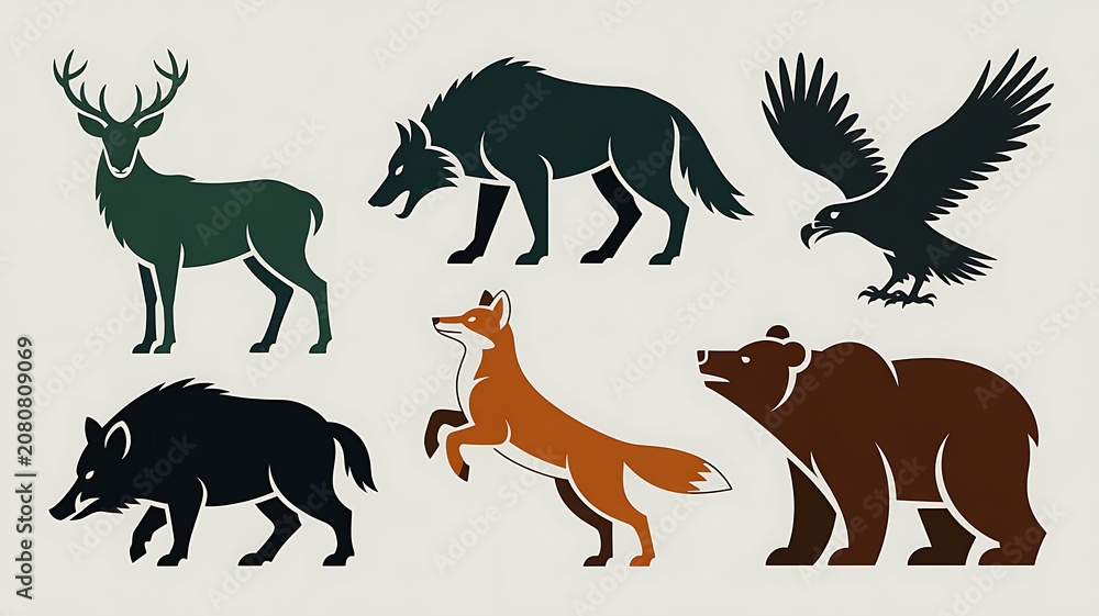 Obraz premium wild animals silhouettes