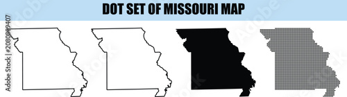 Missouri Map Outline Black Gray Vector white background