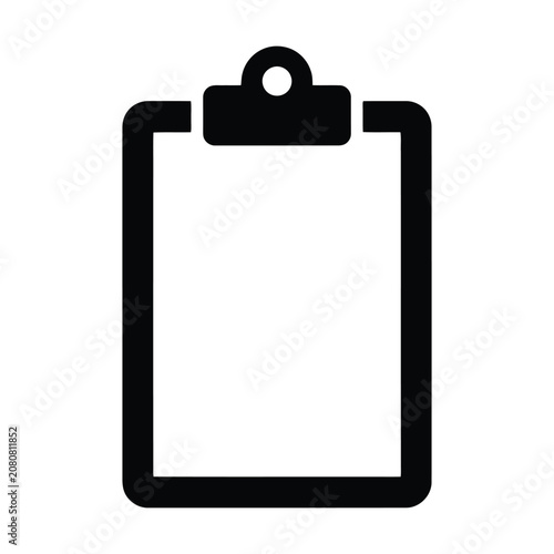 Clipboard with blank paper icon for task management and business notes representing document organization as a bold black vector graphic design