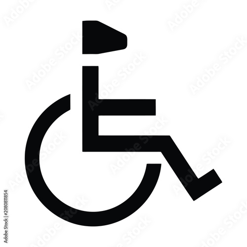 Disabled accessibility symbol for universal design and inclusive public services representing wheelchair access as a black vector graphic icon