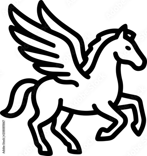 Foto Mythical winged horse, pegasus illustration, fantasy creature outline