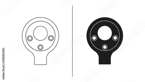 Canvastavla Ratchet Wrench Icon: A minimalist design featuring a ratchet wrench symbol in both outline and solid black, representing mechanical tools and repair