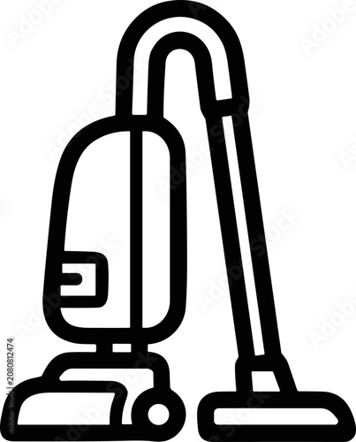 Obraz na plátně Iconic upright vacuum cleaner line art, home cleaning and tidiness symbol