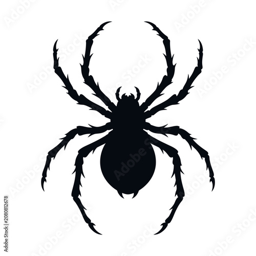 Tableau sur toile Black spider silhouette, creepy crawly insect, dark arachnid icon, scary bug iso