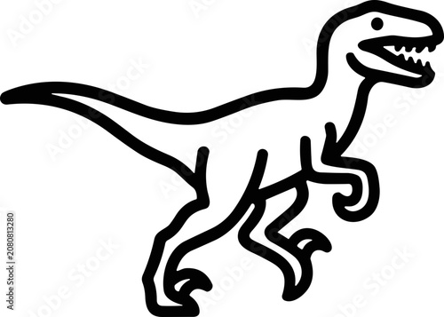 Foto Cartoon Velociraptor Dinosaur Outline Drawing