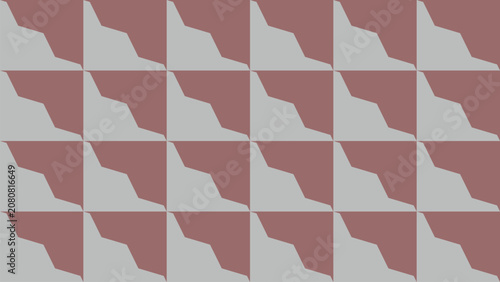 Abstract geometric seamless pattern with repeating staircase shapes in dusty rose and gray colors