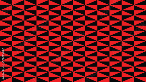 Seamless geometric pattern of red and black triangles background texture
