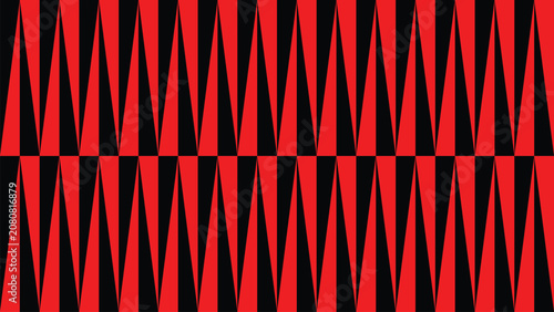 Abstract geometric seamless pattern of red and black sharp triangles background texture