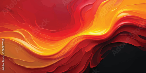 Fotografija Abstract textured waves of red and orange paint with abstract brushstrokes backg