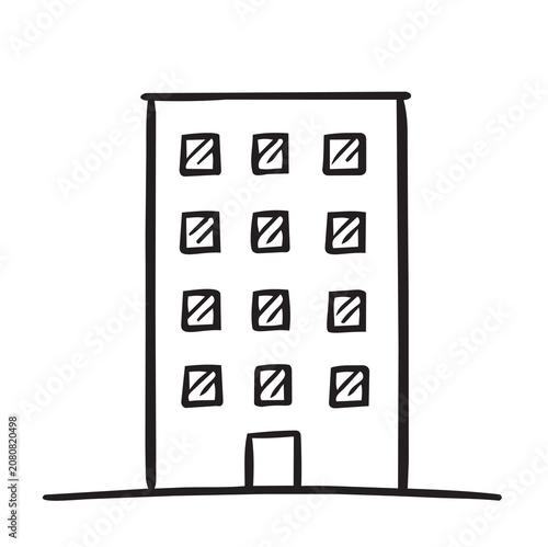Doodles sketch high-rise building, set