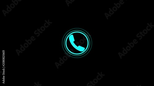 Incoming call icon animation, call concept on black background