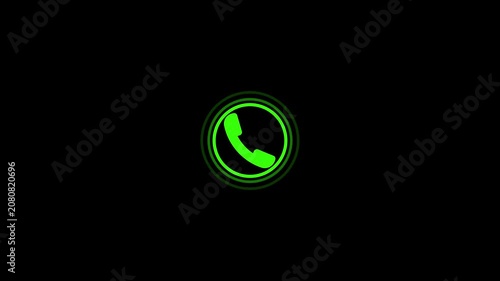 Incoming call icon animation, call concept on black background