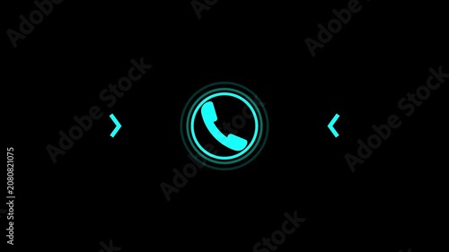 Incoming call icon animation, call concept on black background