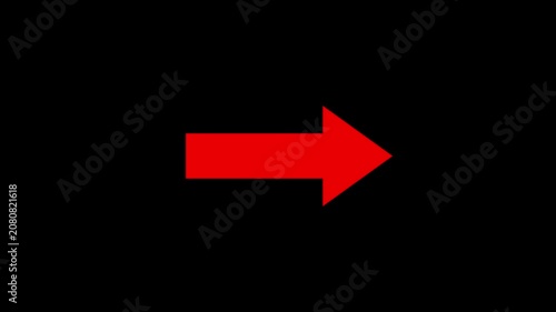 Animated arrow pointing right on black background.Abstract arrow icon animation