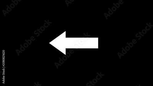 Animated arrow pointing left on black background.Abstract arrow icon animation
