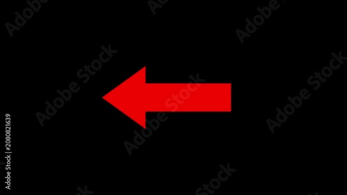 Animated arrow pointing left on black background.Abstract arrow icon animation