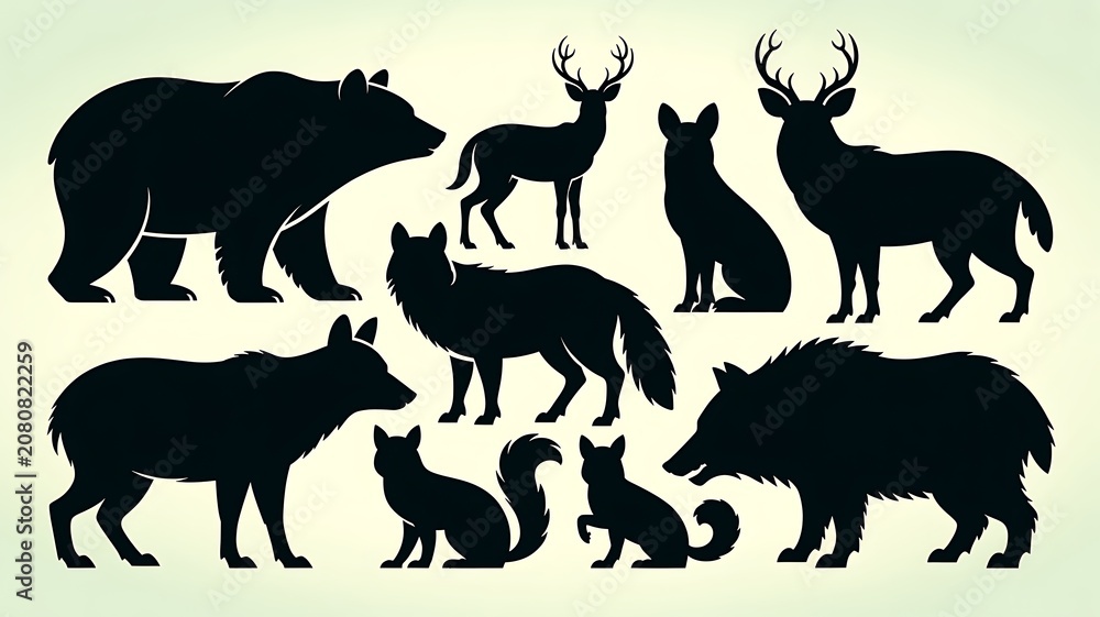 Fototapeta premium wild animals silhouettes