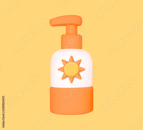 Orange 3D sunscreen bottle icon