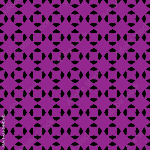 Abstract Purple Geometric Seamless Pattern With Black Decorative Shapes