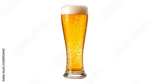 Εκτύπωση καμβά Glass of fresh cold light lager beer isolated on a transparent background